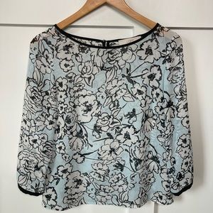 Loft light blue floral Sheer blouse, size XSP